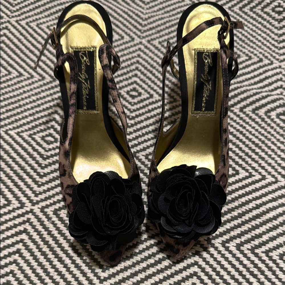 Elegant Black Floral Women's Heels